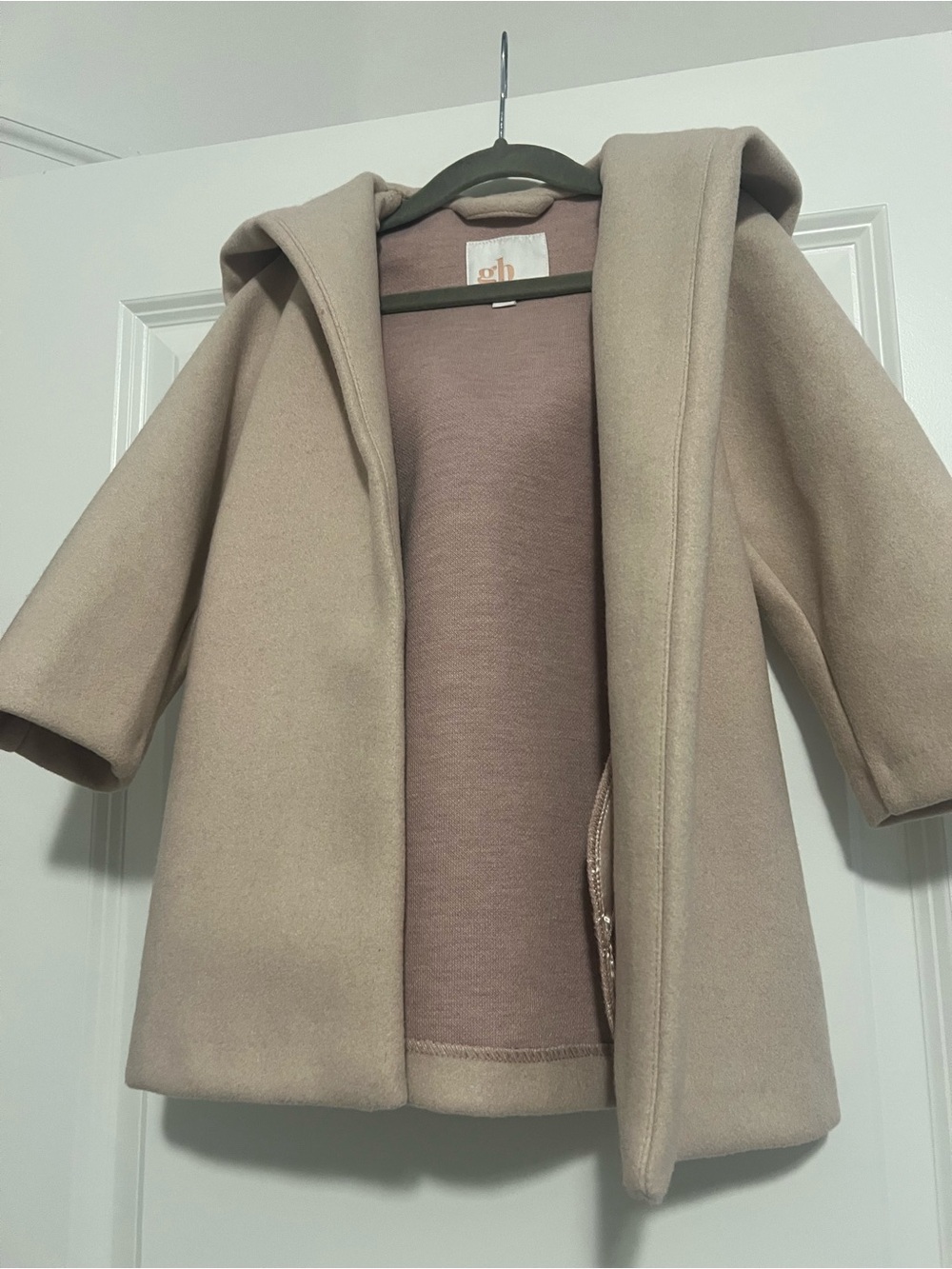 GB girls Hooded Kids Coat in Light Beige - jacket missing belt!!